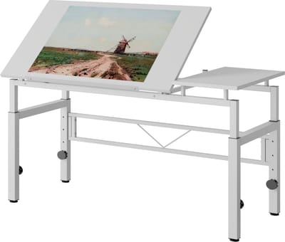 STILVORA Tekentafel - Verstelbare Hoogte En Kantelbaar Werkblad - Voor Kantoor En Studie - MDF En Metaal - Wit