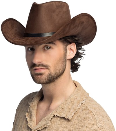 Boland - Hoed cowboy Bronco bruin Bruin - 59 - Volwassenen - Unisex - Festival - Wild west - Western