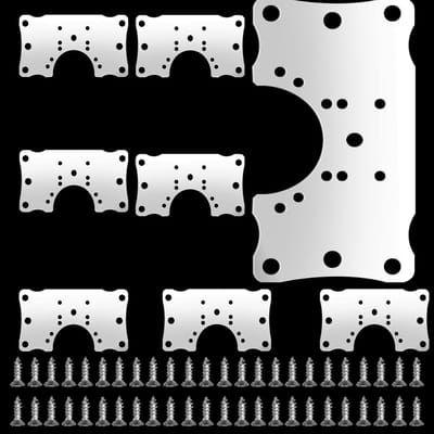 Famanu - Kastscharnier, reparatieplaat, roestvrij staal, platte bevestigingsbeugels, verborgen scharnier, reparatieplaten kit, kastbeugels, geschikt voor keuken, kast, meubels, raamdeur, 8 stuks met 48