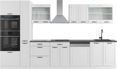 Vicco R-Line Keukenblok – 350 cm met hoge kast, WB Antraciet Wit landhuis/wit