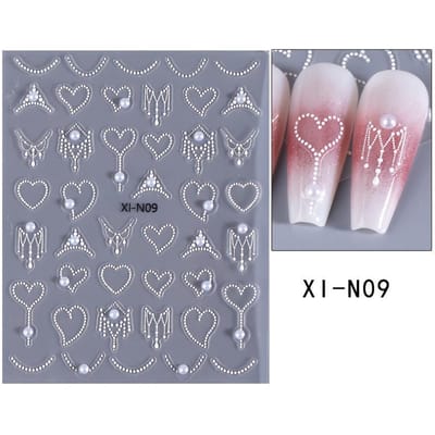 Nagelstickers 5D Simulatie Parel Decor Manicure Stickers DIY Zelfklevende Sliders Nageldecoratie 1pc gray