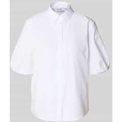 regular fit blouse met korte mouwen met pofmouwen