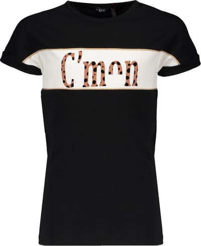NoBell' T-shirt Kamy with C'mon print jet black maat 110/116