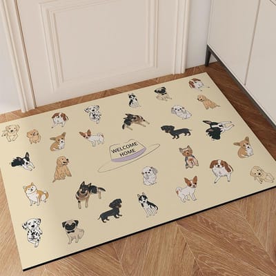 Cartoon Schattige Deurmat Technologie Leer Absorberend Antislip Entree Garderobe Vloermat Deur Entree Mat 45*75 brown