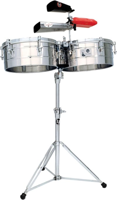Latin Percussion Timbales Tito Puente LP257-S, 14" & 15", Stainless Steel - Timbaal