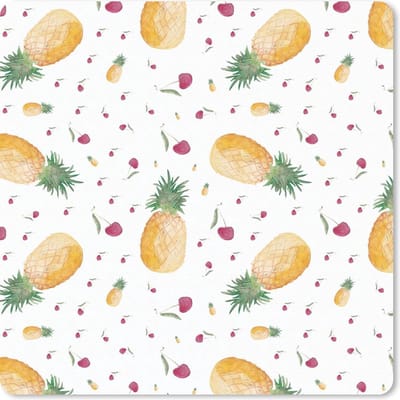 Muismat 20x20 cm - Mousepad Ananassen - Kersen - Waterverf - Muismatten