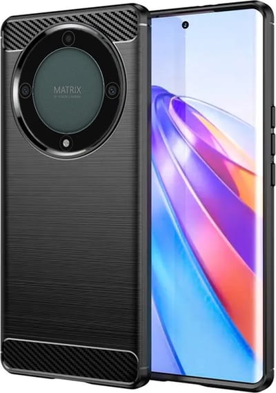 Hoesje geschikt voor HONOR Magic5 Lite - Techsuit Carbon Silicone Back Cover - Zwart