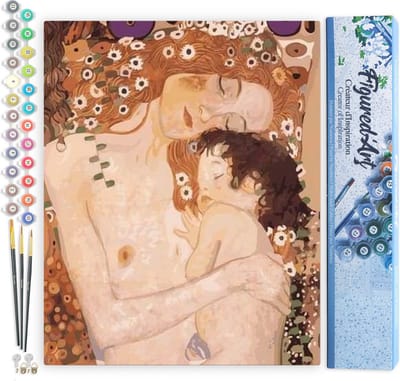 Figured'Art Schilderen op Nummer Volwassenen canvas Moeder en kind - Handwerk acrylverf Kit DIY Compleet - 40x50cm zonder frame