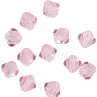 Glas geslepen glitterkralen, 6 mm - Light Rose