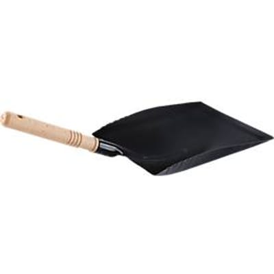 Blik met houten handvat