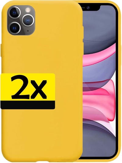 Hoesje - 2 Stuks - Geschikt voor Apple iPhone 11 Pro - Sterk & Shockproof - Case Siliconen - Back Cover - Telefoon Hoes - Telefoonhoesjes - Geel
