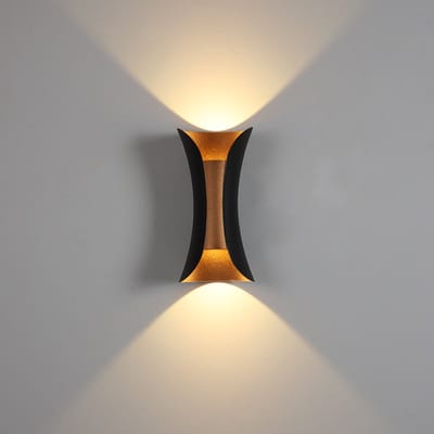 Wandlamp - Waterdichte buitenwandlamp - Moderne LED-wandlamp - Buitenwandlamp voor veranda - Buitenverlichting - 10W - Bidirectioneel (boven en onder) - Warm licht - Geschikt voor balkons, deuren, gevels, tuinen en binnenplaatsen - Zwart