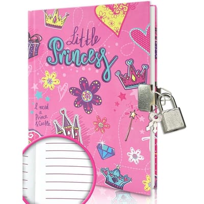 Dagboek met slot voor meisjes - Prinsessen notitieboek - Roze - 160 pagina's - Gelinieerde vellen - Dagboeken voor meiden - Geheim dagboekje voor kinderen - 18 x 14 cm - Geleverd met 2 sleutels