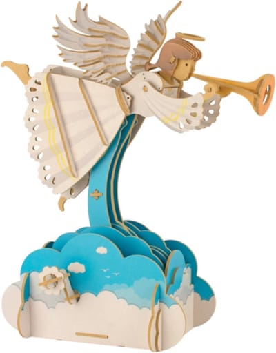 Ilo Build Angel Melody 3D Houten Bouwpakket – Mechanische Puzzel – 125 Onderdelen - 26,5x21,5x31cm