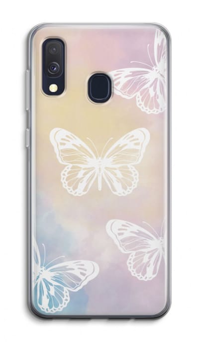 Case Company® - Hoesje geschikt voor Samsung Galaxy A40 hoesje - White butterfly - Soft Cover Telefoonhoesje - Bescherming aan alle Kanten en Schermrand