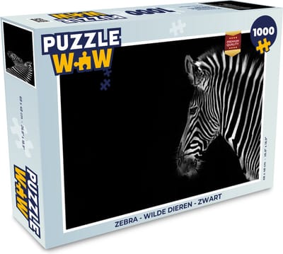 Puzzel Zebra - Wilde dieren - Zwart - Legpuzzel - Puzzel 1000 stukjes volwassenen