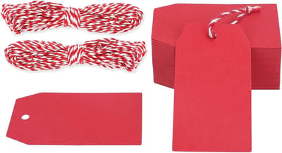 Pack van 100 Kraft Papieren Cadeaulabels 4cm x 7cm met Jute Touw voor Handgemaakte Cadeaus, Bruiloften en Kerstmis