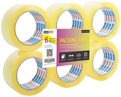 Set van 6 Sterke & Transparante Verpakkingstape - 48mm x 50m - Industriële Kwaliteit voor Verzending en Verhuizing