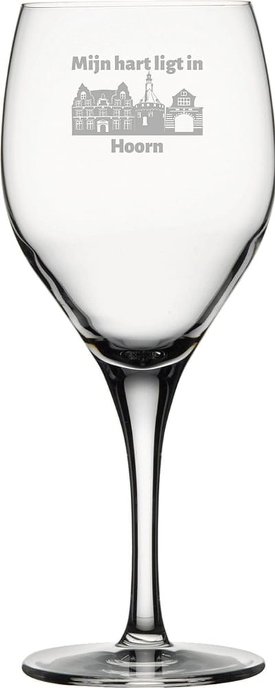 Gegraveerde witte wijnglas 34cl Hoorn