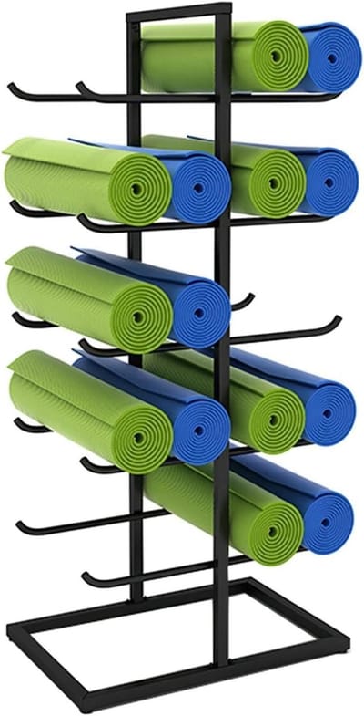 Yogamatrek - Fitnessrek - Opbergen Sportartikelen - Grote Capaciteit - 60 x 40 x 130 cm - Zwart