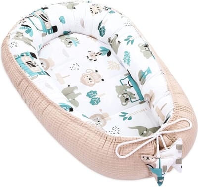 Baby Cocoon Bumper Reiswieg 100% katoen Anti-allergisch - babynestje \ Warm nest baby 90x50cm
