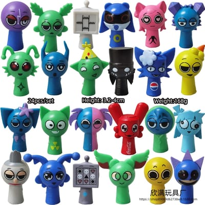 Mini Sprunki Actiefiguur Speelgoed Cartoon Film Sprunki Wenda Model Poppen Figuurtjes Fans Cadeau black