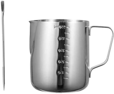 SnelShoppen - Milk Frothing Pitcher RVS Melkopschuimer met Ingebouwde Maatbeker - 23 oz Latte Cup met 304 Latte Art Pen voor Koffie DIY - Gemakkelijk