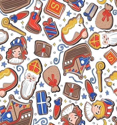 Afwasbaar tafelkleed - ecologisch - tafelzeil - Sinterklaas print/roetveeg piet - VOLLE ROL 18 meter x 140cm - OP ROL GELEVERD