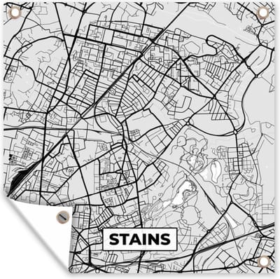 Tuin poster Frankrijk – Plattegrond – Kaart – Stains – Stadskaart - 200x200 cm - Tuindoek