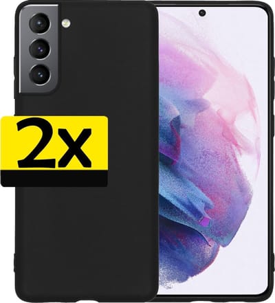 Hoesje - 2 Stuks - Geschikt voor Samsung Galaxy S21 - Sterk & Shockproof - Case Siliconen - Back Cover - Telefoon Hoes - Telefoonhoesjes - Zwart