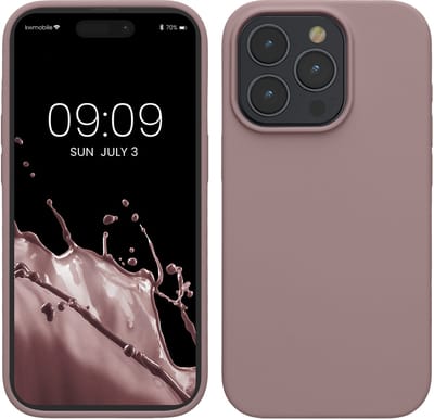 kwmobile Case voor iPhone 15 Pro - Slank TPU-Hoesje met Zachte Afwerking - In licht oudroze