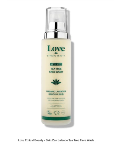 Love Ethical Beauty Skin Zen balance Tea Tree Face Wash 100 ml - vegan, dierproefvrij, sulfaatvrij, zonder parabenen, zonder siliconen, palmolievrij
