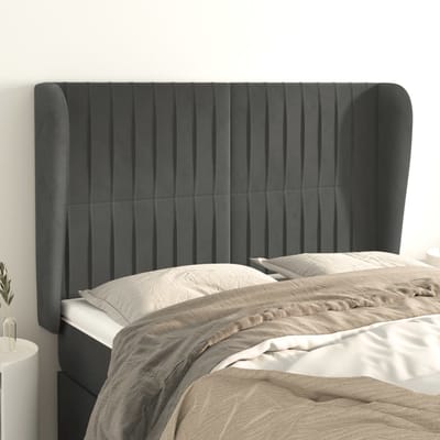 vidaXL - Hoofdbord - met - randen - 147x23x118/128 - cm - fluweel - donkergrijs