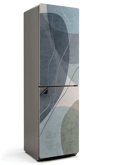 Wallfluent Magnetische Koelkastmat - Abstracte ronde vormen Koelkast Magneet Sticker - 60 cm x 205 cm - Blauw Magnetische Koelkastmat - Magneetfolie Koelkast - Koelkastfront Decoratie Magneet - Herbruikbare Magneetmat Koelkast