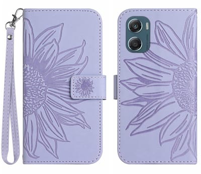 Coverup Hoesje - Geschikt voor Motorola Moto G06 / G06 Power Hoesje - Coverup Zonnebloem Book Case met Koord - Lavendel