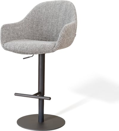 Nolon Niva-Mae Draaibare Tulp Barkruk Grijs Blend - Verstelbaar - Mat Zwart Onderstel - Scandinavisch - Armleuning