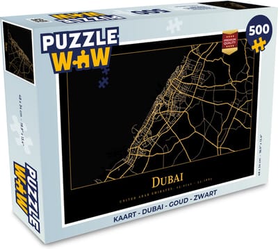 Puzzel Kaart - Dubai - Goud - Zwart - Legpuzzel - Puzzel 500 stukjes