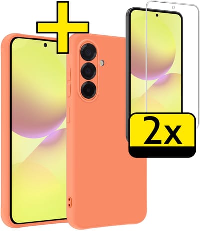 Hoesje - Met 2x Screenprotector - Geschikt voor Samsung Galaxy A36 - Sterk & Shockproof - Back Cover - Siliconen Case - Telefoon Hoes - Telefoonhoesjes - Perzik