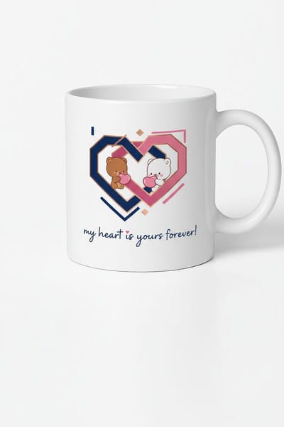 Valentijn Mok 'My Heart is Yours Forever' met Lieve Beren en Hart | Romantisch Cadeau Koffiemok voor Koppels
