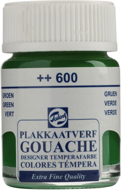 Talens Plakkaatverf Extra Fijn - 16 ml Groen 600 - Sterk gepigmenteerde matte verf - Zachte consistentie & bewerkbaar