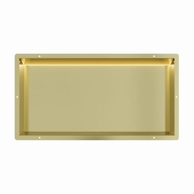 Mat goud RVS Inbouwnis 30x60x7cm met tegelflens en RGB verlichting