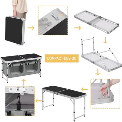 Tuin - Tuinstoelen - Tuintafel - Tafel - Zilver - Camping - Keuken Tafel - Kampeertafel - Picknick - BBQ - BBQ Tafel