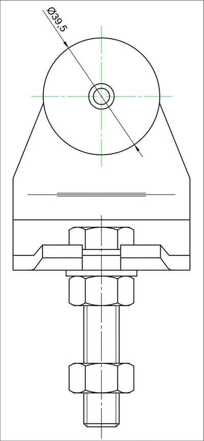 SB hangrol enkel met nylon wielen, type 170