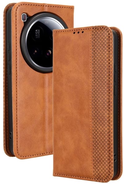 Coverup Hoesje - Geschikt voor Xiaomi 15 Ultra Hoesje - Coverup Vintage Style Book Case - Bruin