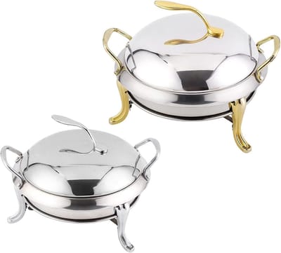 Chafing Dish Set - Buffetverwarmer Serveer - Feestelijk Serveren - Roestvrij Staal - 3Qt Capaciteit - Goud en Zilver