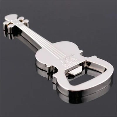 Creatieve Gitaar Bierflesopener Muziekinstrument Stijl Metalen Flesopener Keuken Bar Tool zilver