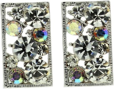 Rechthoekige oorsteker met steentjes - Behave - Sparkling mode-accessoire