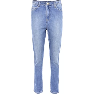 River Woods High Waist Fitted Leg Cropped Mid Blue Maat: W26 | Slim Jeans Outlet | Dames | Blauw