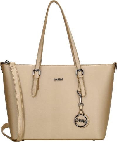 Charm London Birmingham Hand & Schoudertas Shopper 14 inch Laptopvak Ideale School Werk Business Tas - Tote Bag - Dames Tas - Licht goud