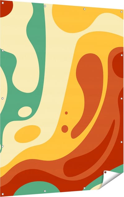 Gards Tuinposter Abstracte Kunst - Organische Kleurrijke Vormen - 120x160 cm - Tuindoek - Tuindecoratie - Wanddecoratie buiten - Tuinschilderij